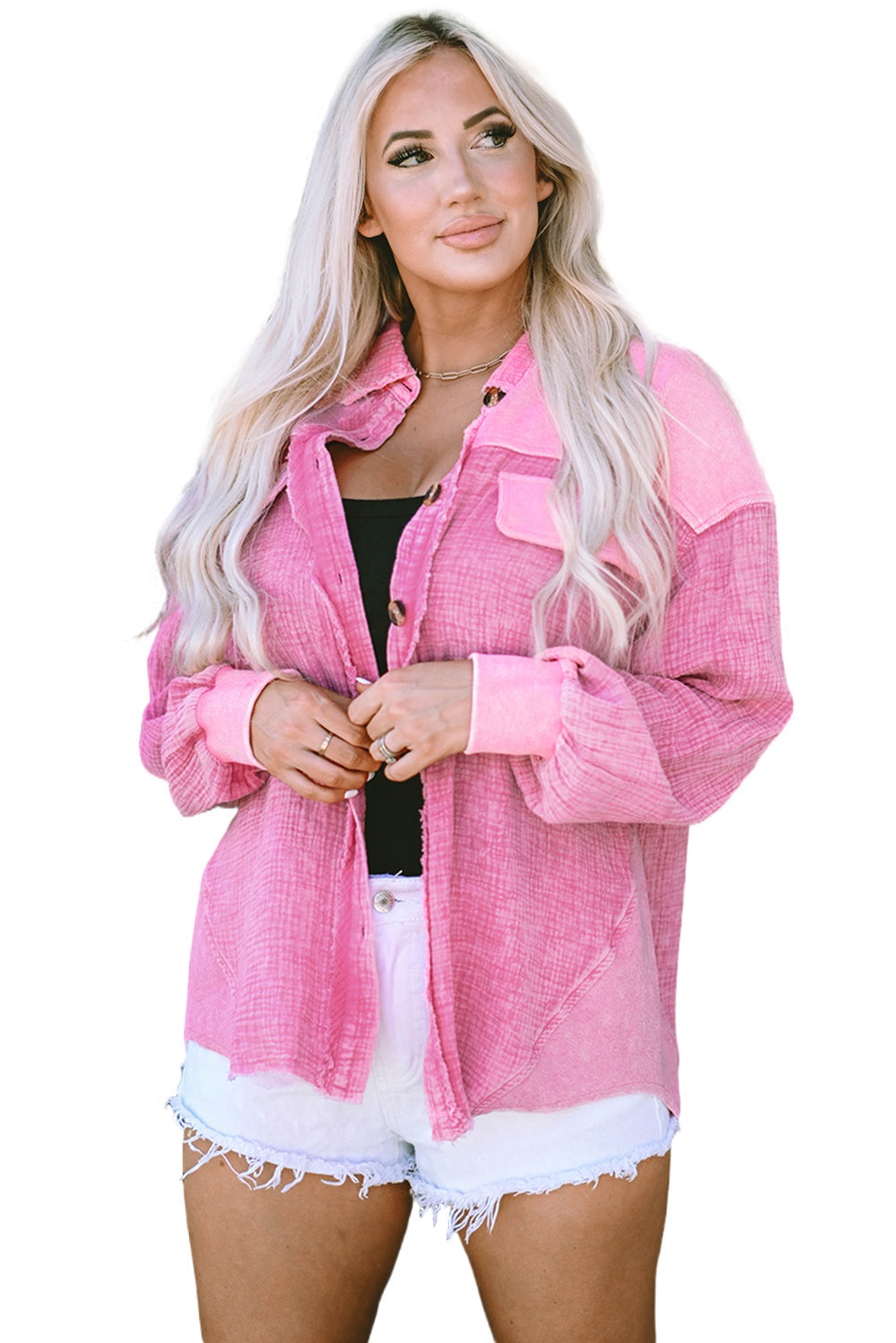 Rose Mineral Washed Cotton Shacket eAura