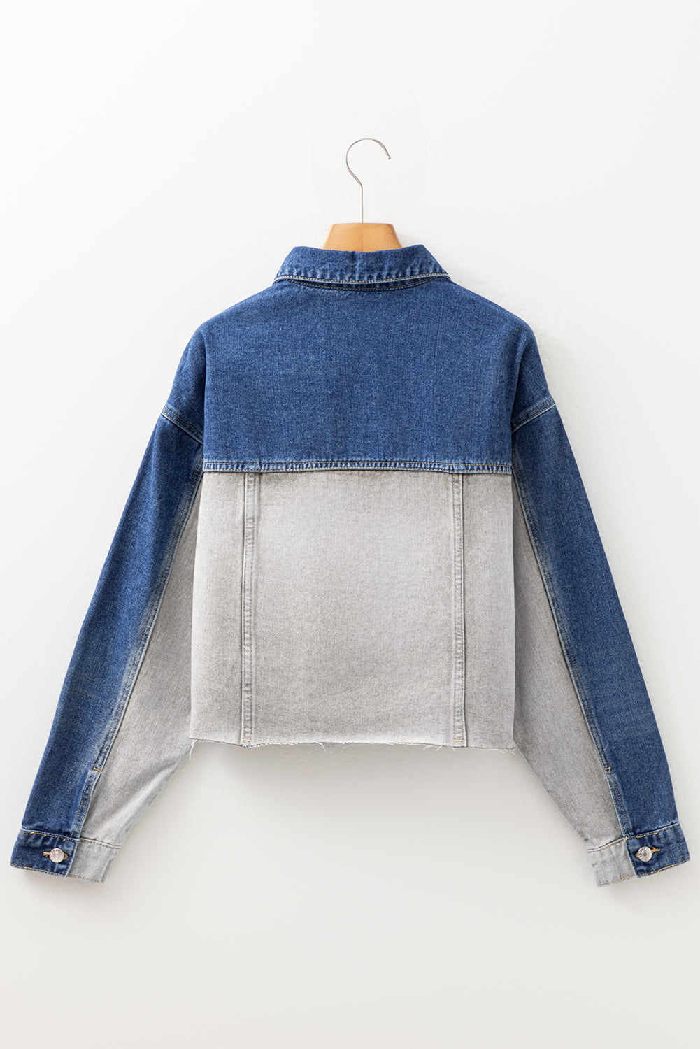 Blue Patchwork Flap Detail Distress Denim Jacket Dear-Lover Dropshipping
