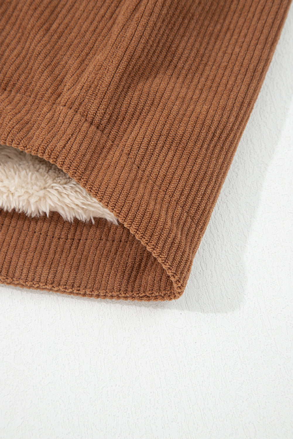 Cinnamon Fleece Lined Buttoned Flap Pockets Corduroy Jacket eAura