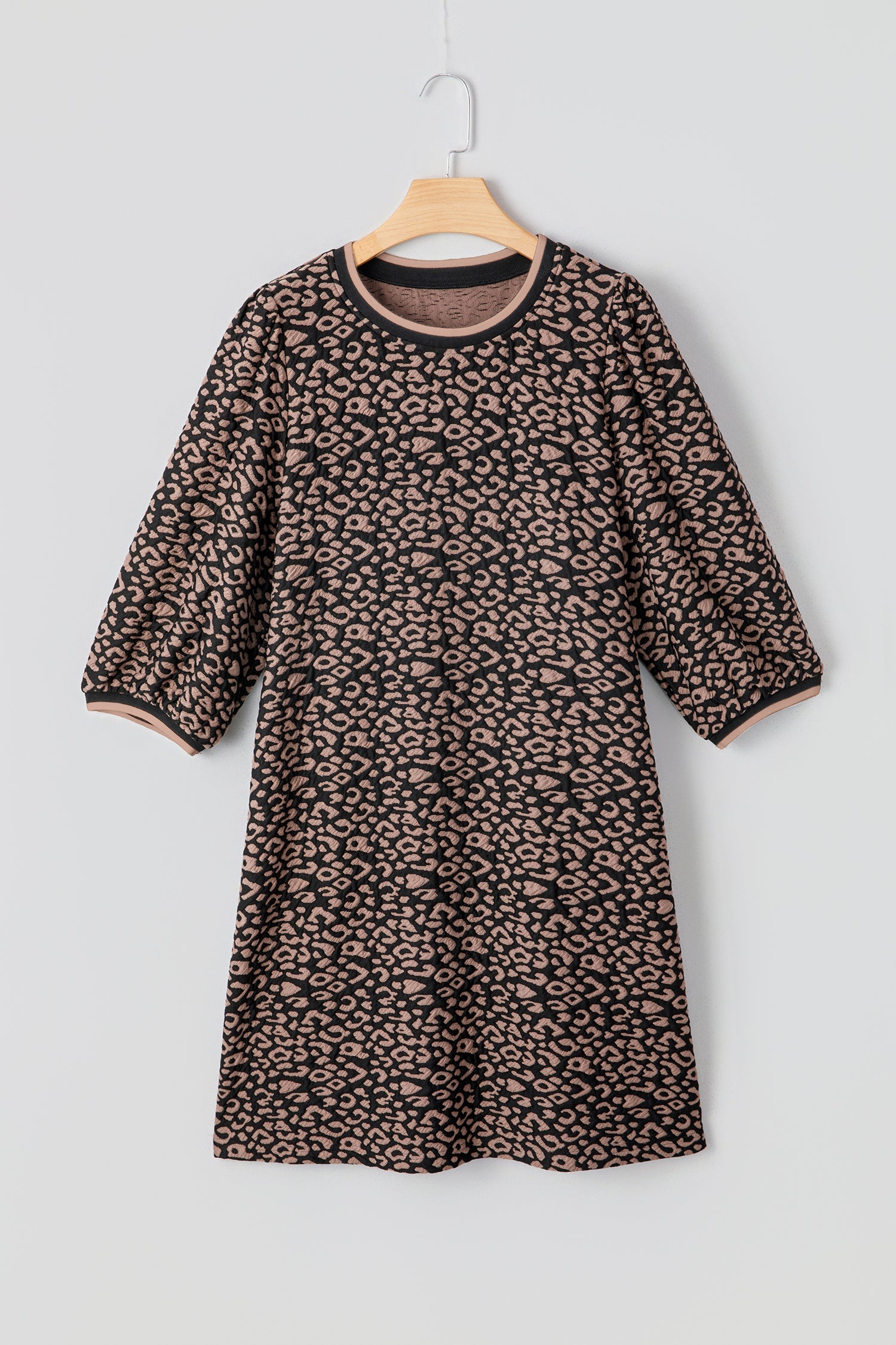Leopard Print Bubble Sleeve Shift Mini Dress - eAura