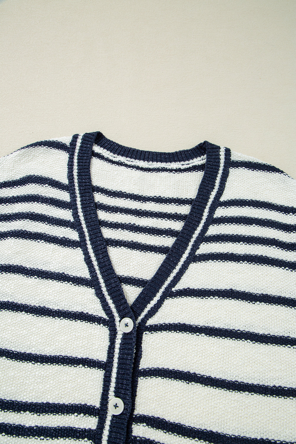Blue Stripe Loose Buttoned V Neck Sweater Vest eAura