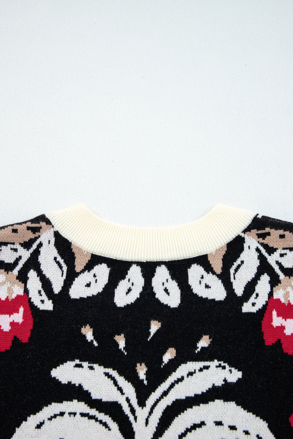 Floral Print Buttoned Front V-Neck Knit Cardigan - eAura