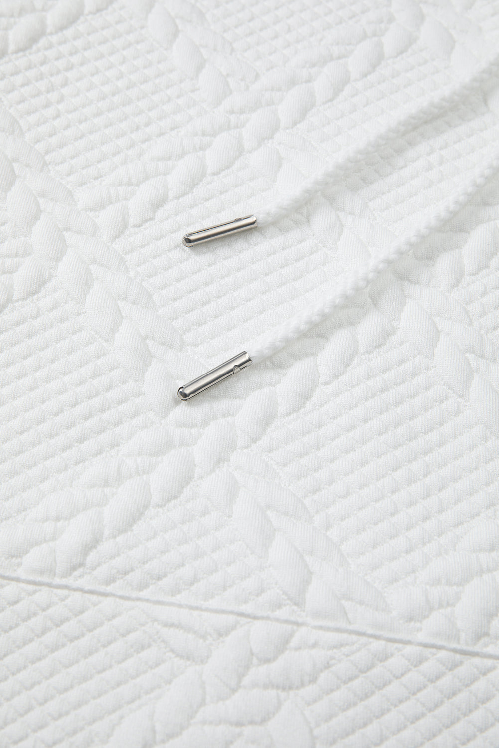 White Cable Lattice Texture Hoodie eAura