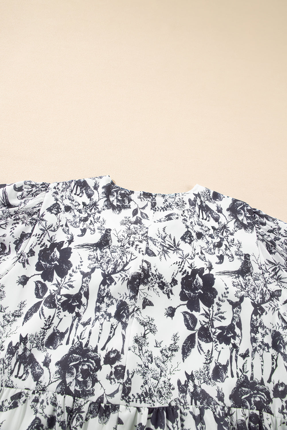 Black Floral Print Bow Detail Puff Sleeve Plus Size Midi Dress BB Fashion Outlet