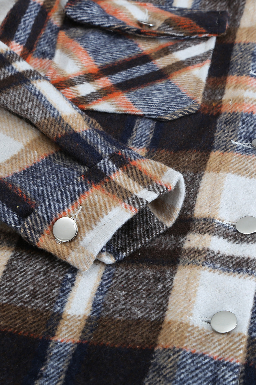 Geometric Plaid Print Pocketed Shacket eAura