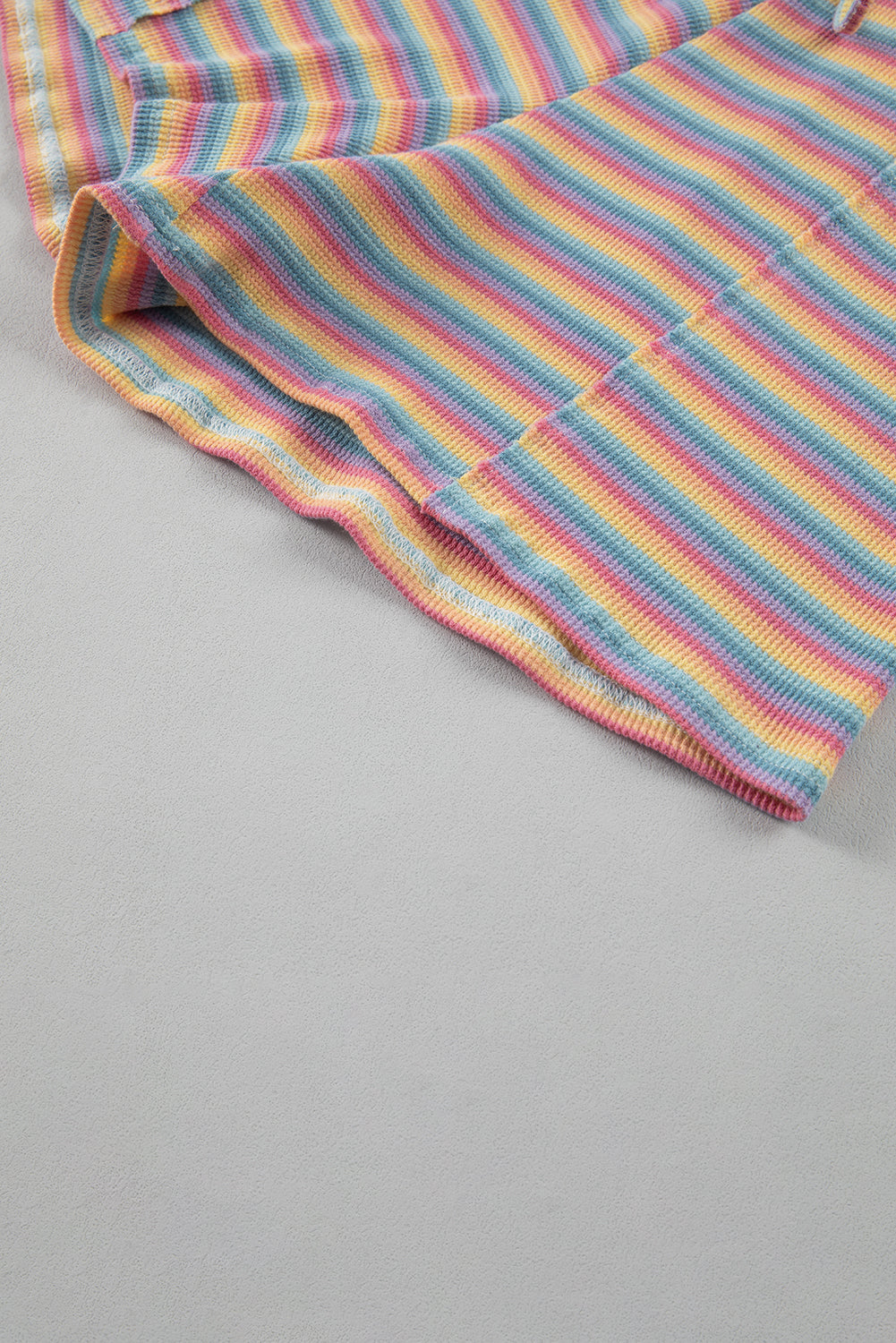 Pink Stripe Crew Neck Tee and Tasseled Drawstring Shorts Set Co-ord eAura
