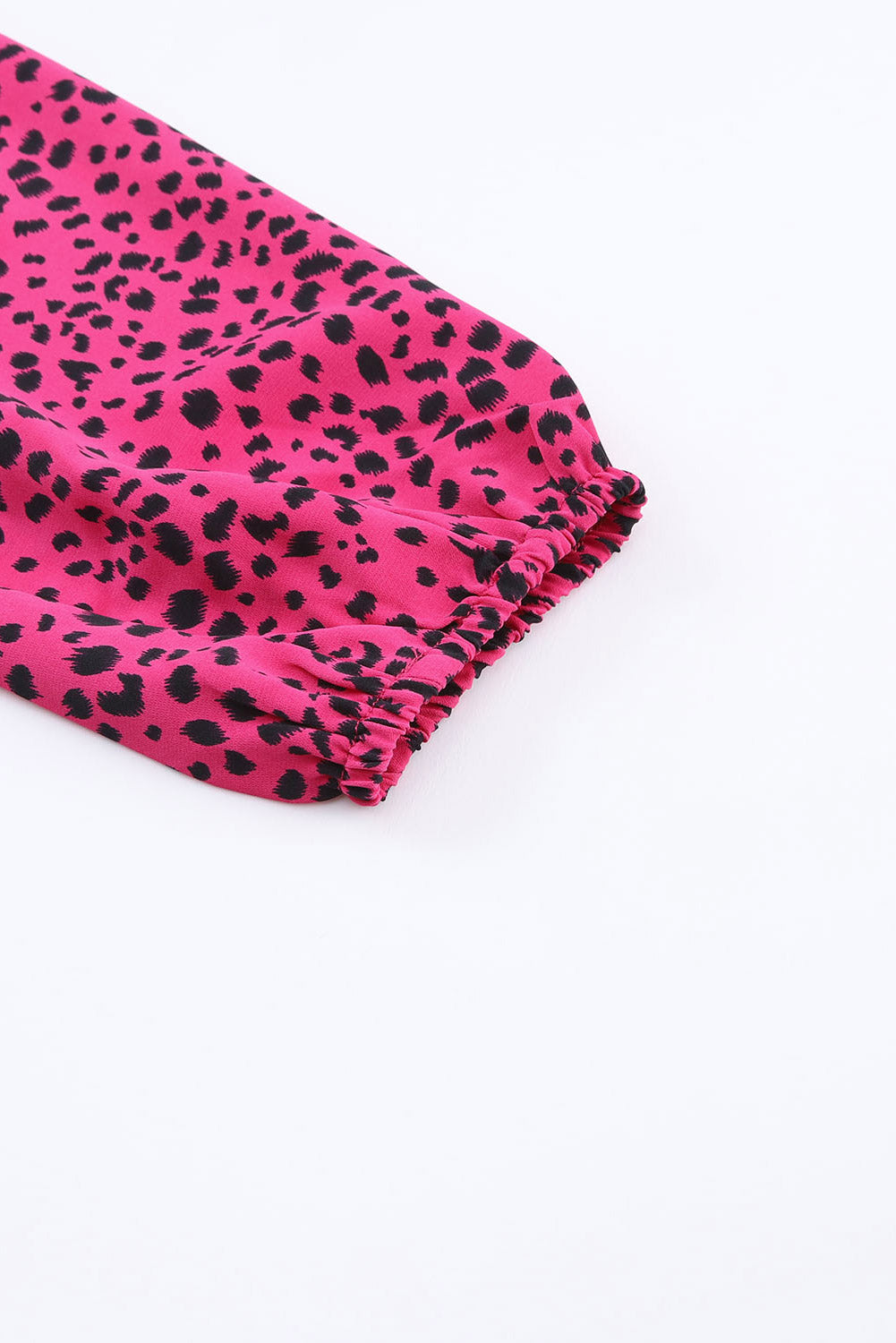 Rose Leopard Print Pleated Blouse with Keyhole eAura