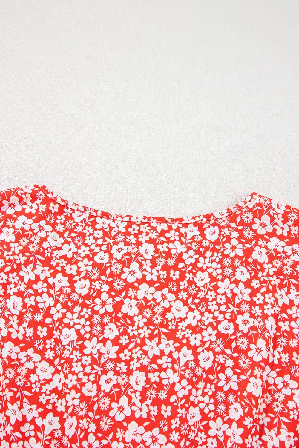 Red Plus Size Floral V Neck Flared Bracelet Sleeve Blouse BB Fashion Outlet