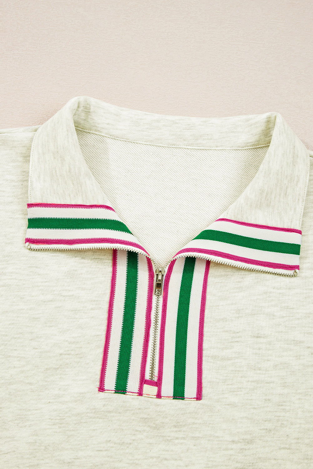 Contrast Striped Patchwork Zip Collar Pullover Sweatshirt Dear-Lover Dropshipping