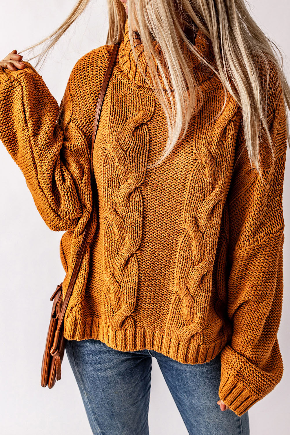 Cuddle Weather Cable Knit Turtleneck Sweater eAura