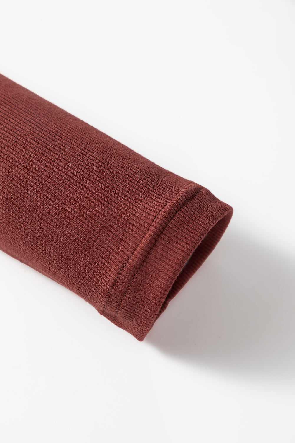 Gathered Bust Square Neck Ribbed Fit Long Sleeve Top - eAura