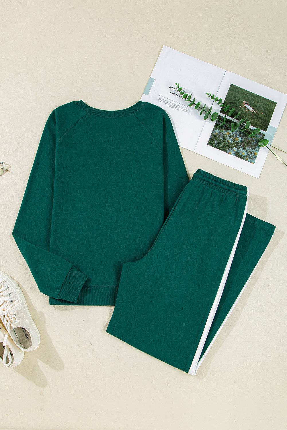 Pullover Top Varsity Stripe Detail & Loose Drawstring Trousers Co-ord eAura