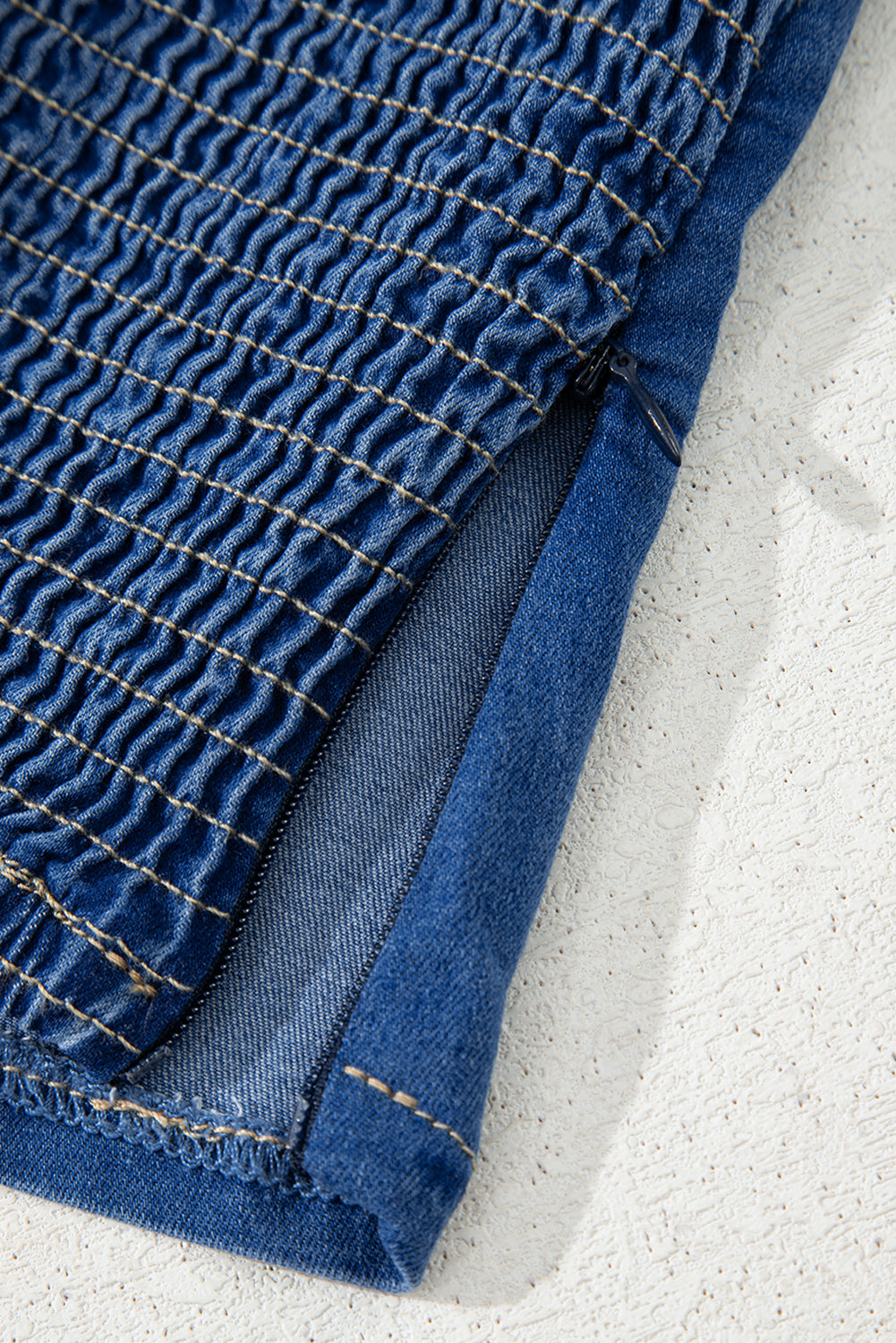 Sail Blue Vintage Bow Front Smocked Back Denim Tube Top eAura
