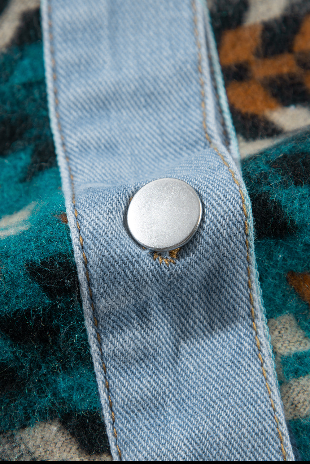 Blue Aztec Printed Denim Jacket Beagle Boutique Fashion Outlet