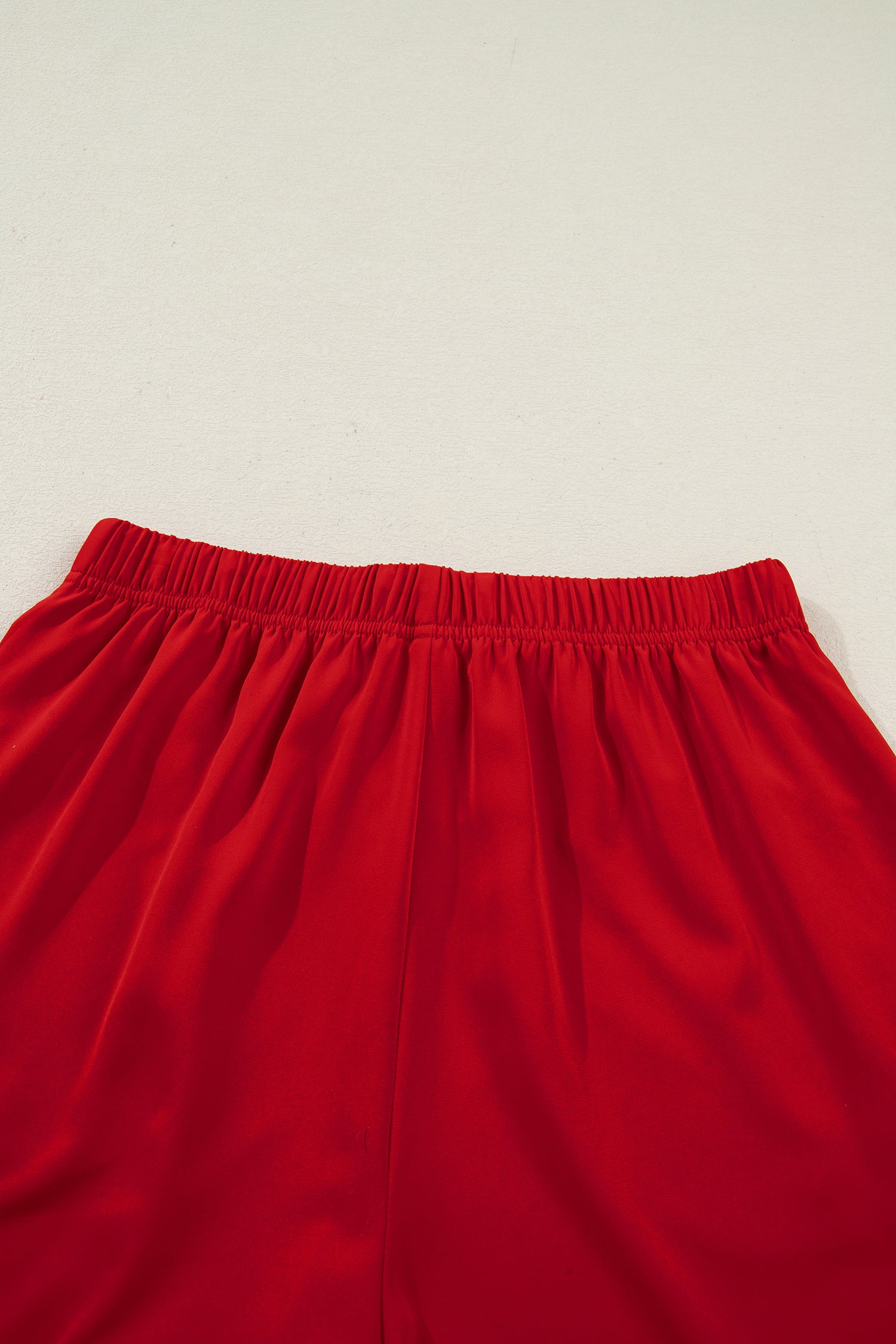 Contrast Trim Ribbon Bow Short Silky 2pcs Pajama Set – Fiery Red