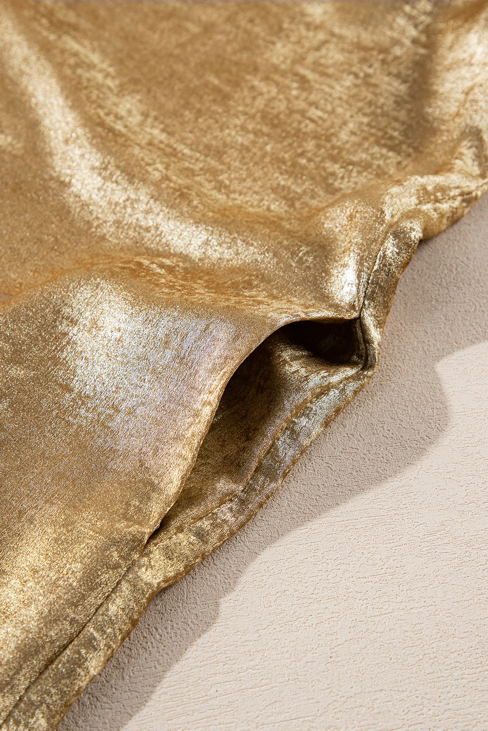Gold Metallic Luster Crewneck Mini T-Shirt Dress eAura