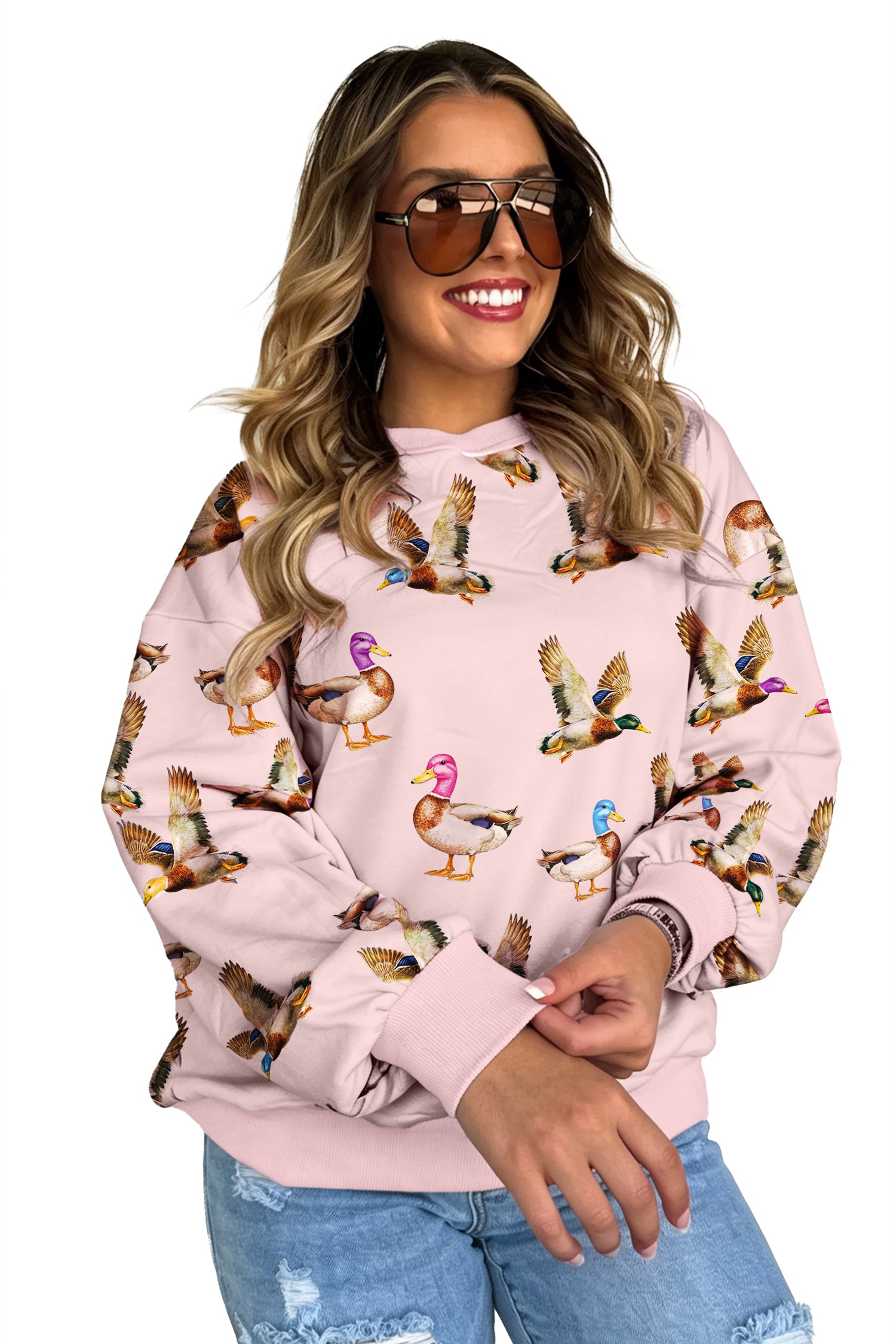 Western Print Drop Shoulder Long Sleeve Sweatshirt – Multicolour