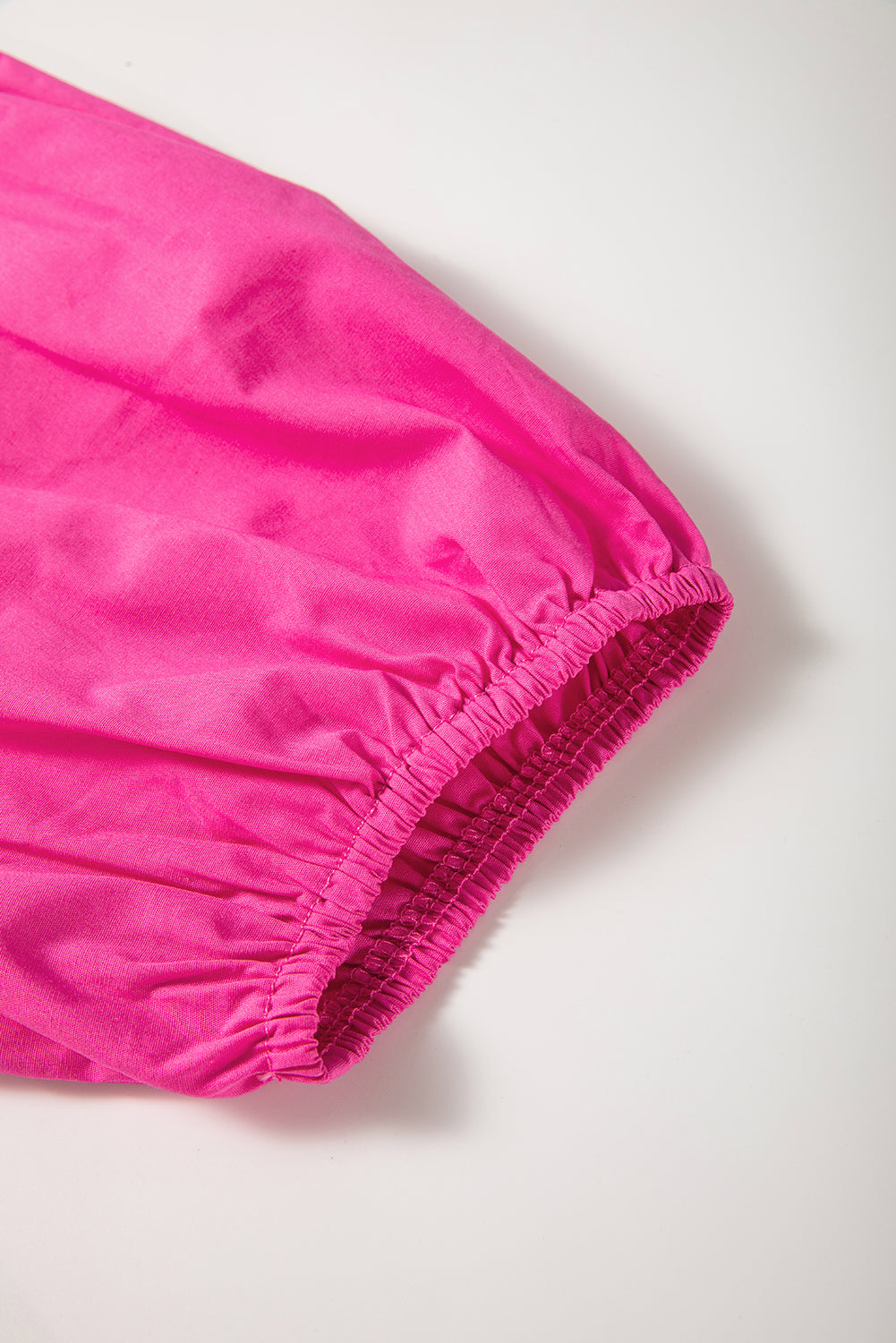 Bright Pink Solid Colour Puff Sleeve Tie Front High Waist Mini Dress eAura