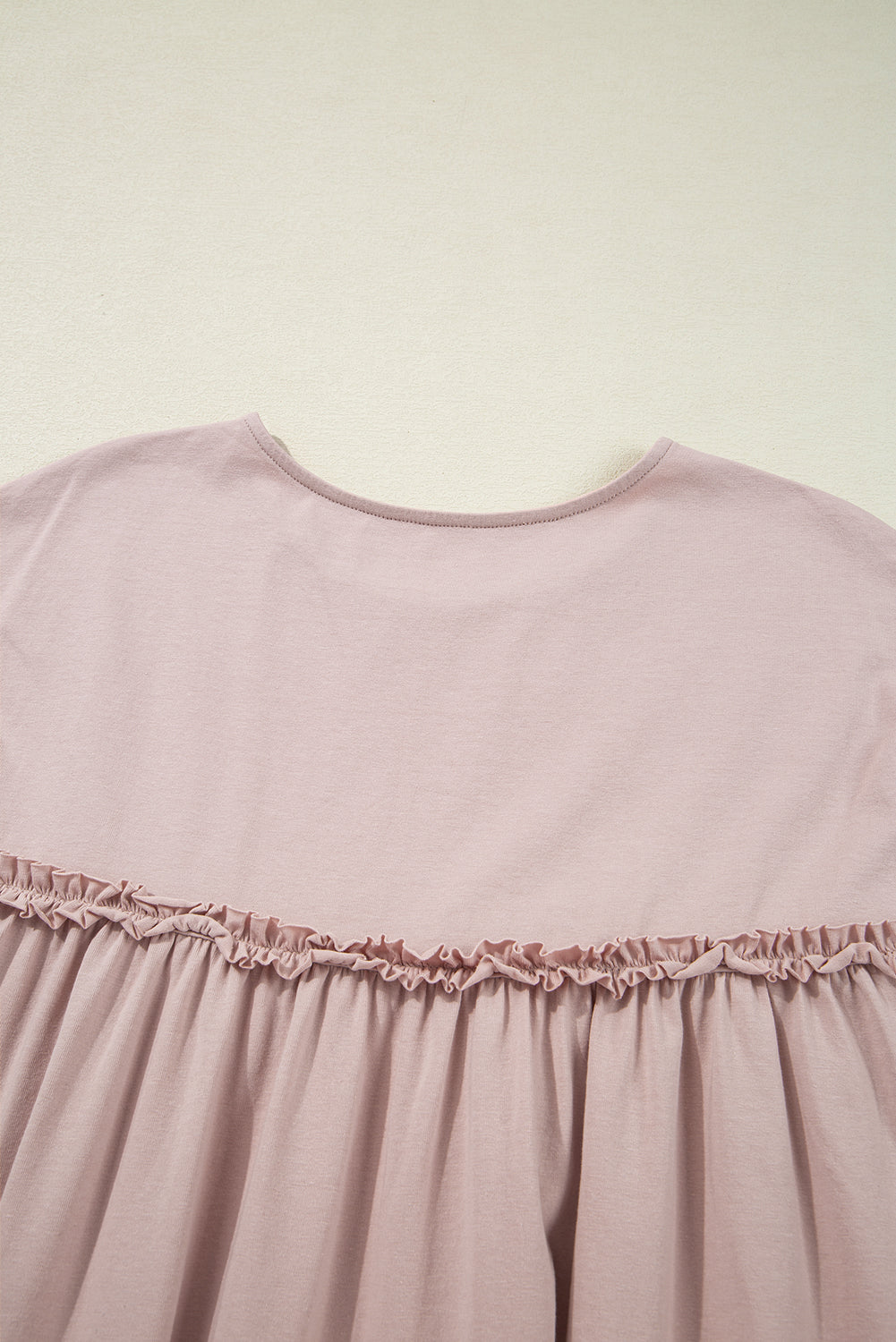 Mint Green Frilled Trim Crew Neck Loose Fit Mini Dress eAura