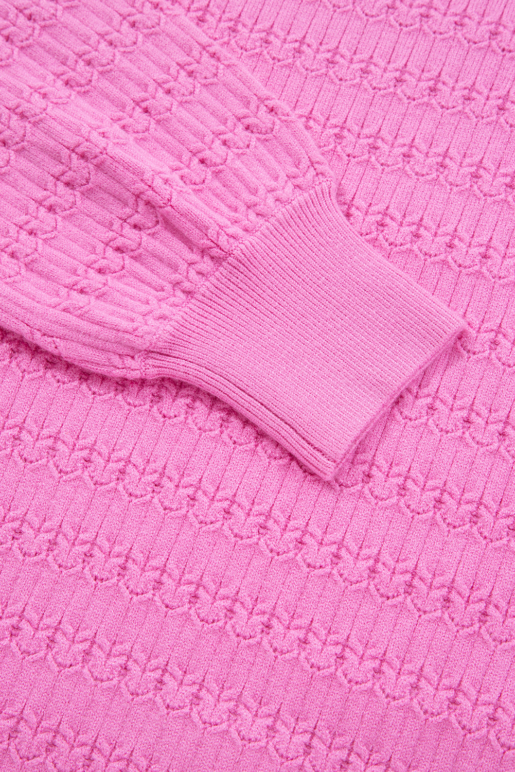Pattern Knit Ribbed Cuffs Sweater - eAura