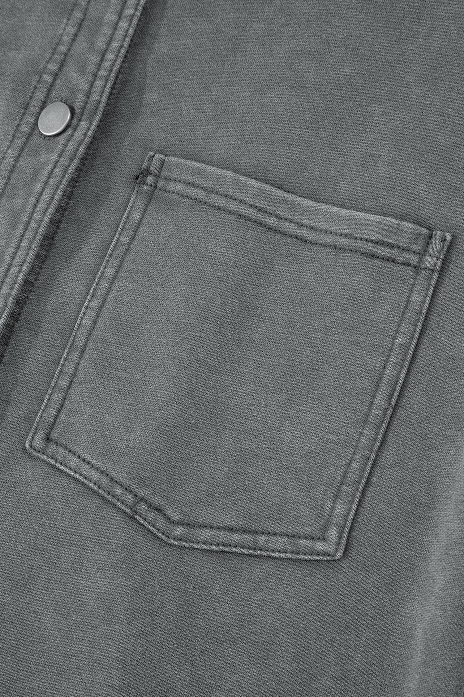 Mineral Wash Chest Pockets Drop Shoulder Shacket with Side Slit - eAura