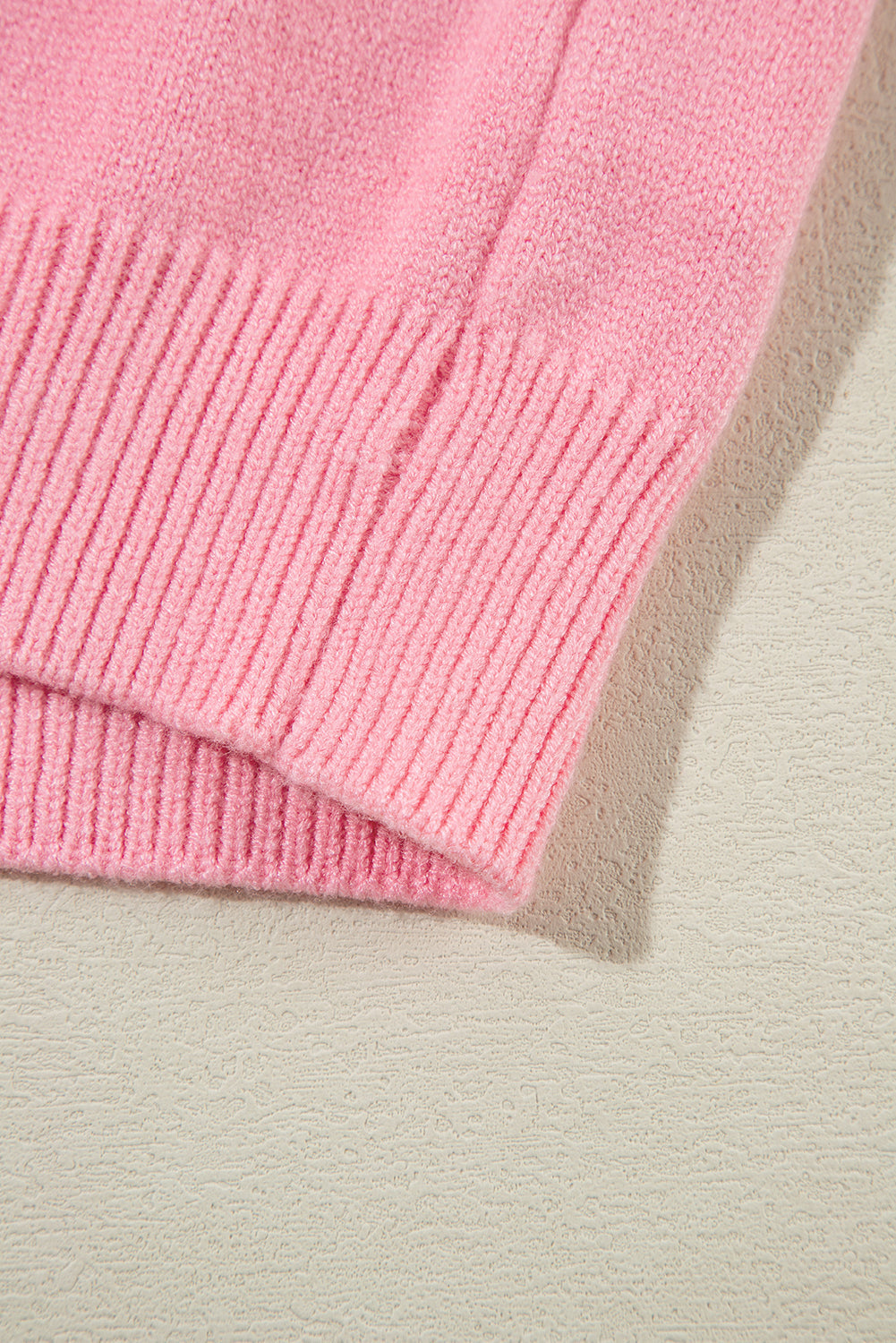 Peach Blossom Flower Detail Knitted Notched Neck Sweater eAura