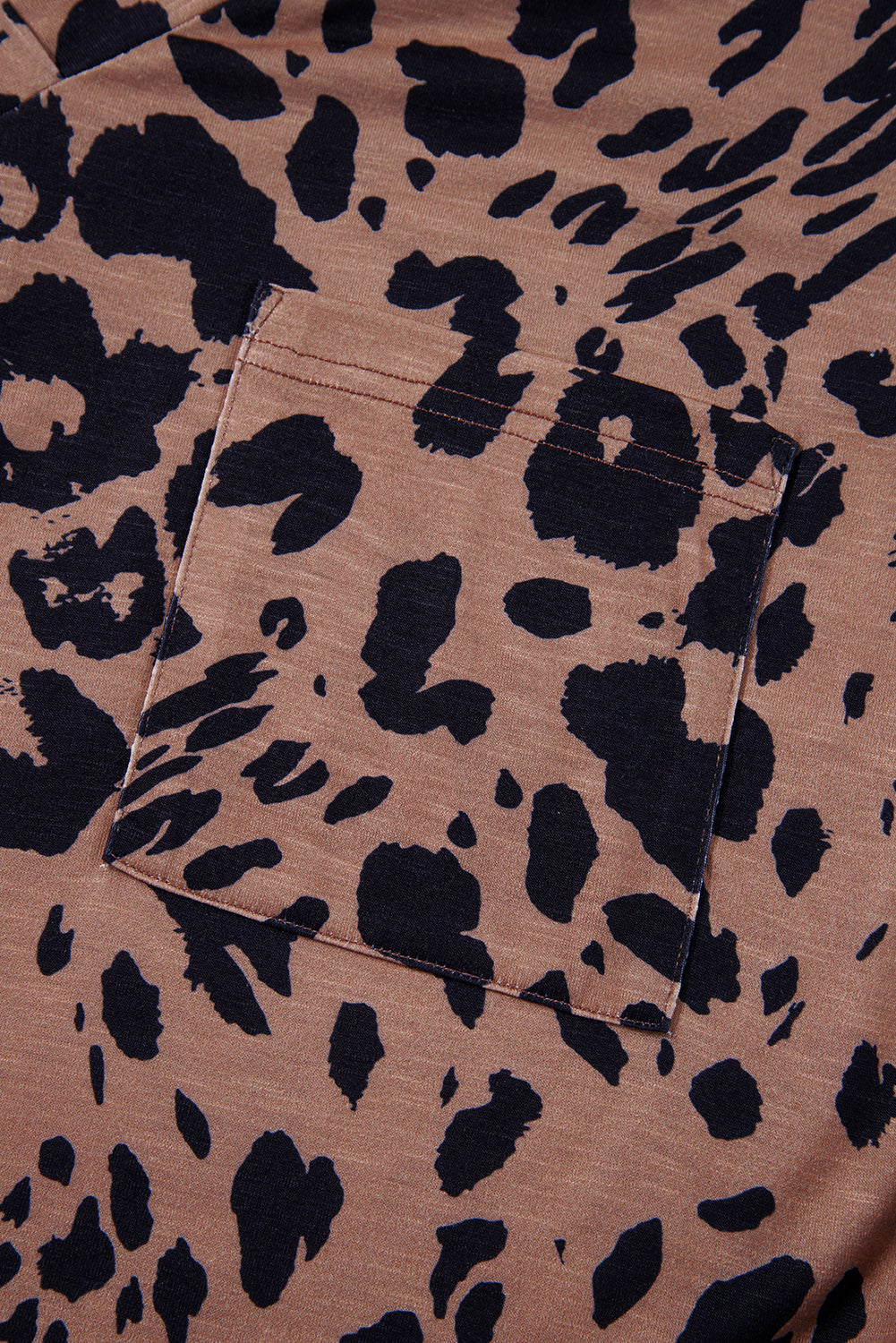 Brown Leopard Print V Neck Half Sleeve Oversized Tee eAura