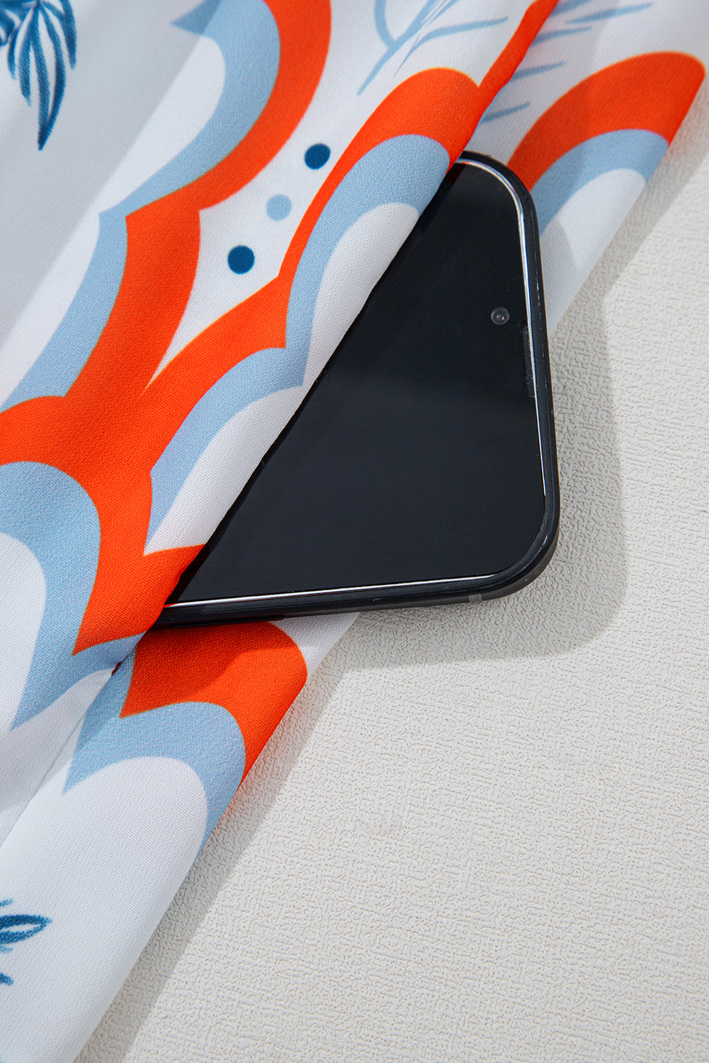 Palm Tree Printed Short Sleeve Flowy Dress - eAura