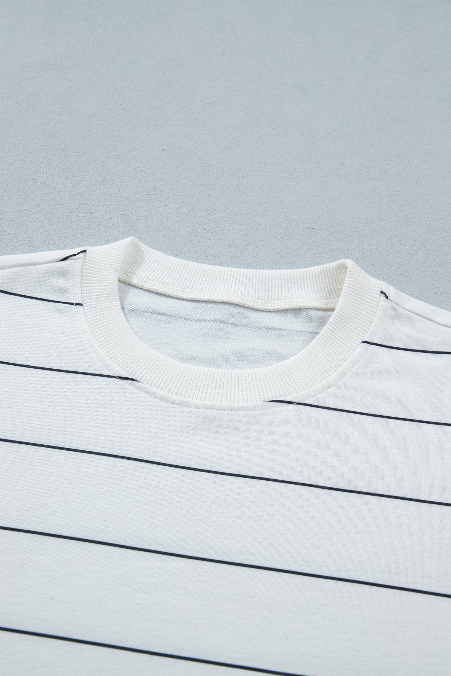 Half Sleeve Tee Drawstring Shorts 2pcs Set – White Stripe
