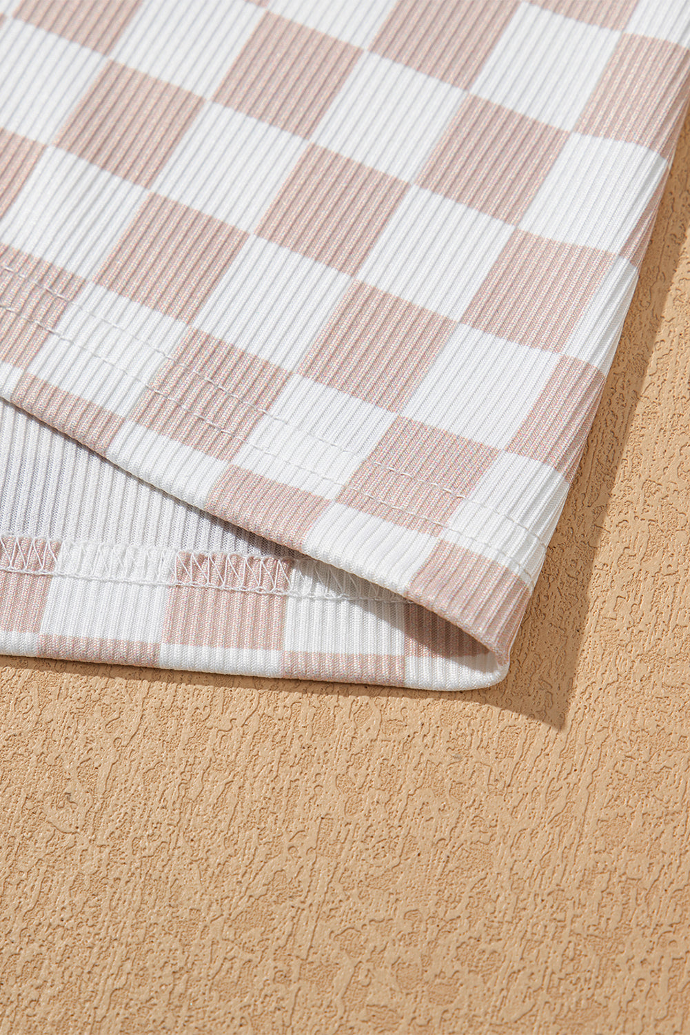 White Ribbed Texture Checkered Print 2pcs Tank and Trouser Co-ord Set eAura