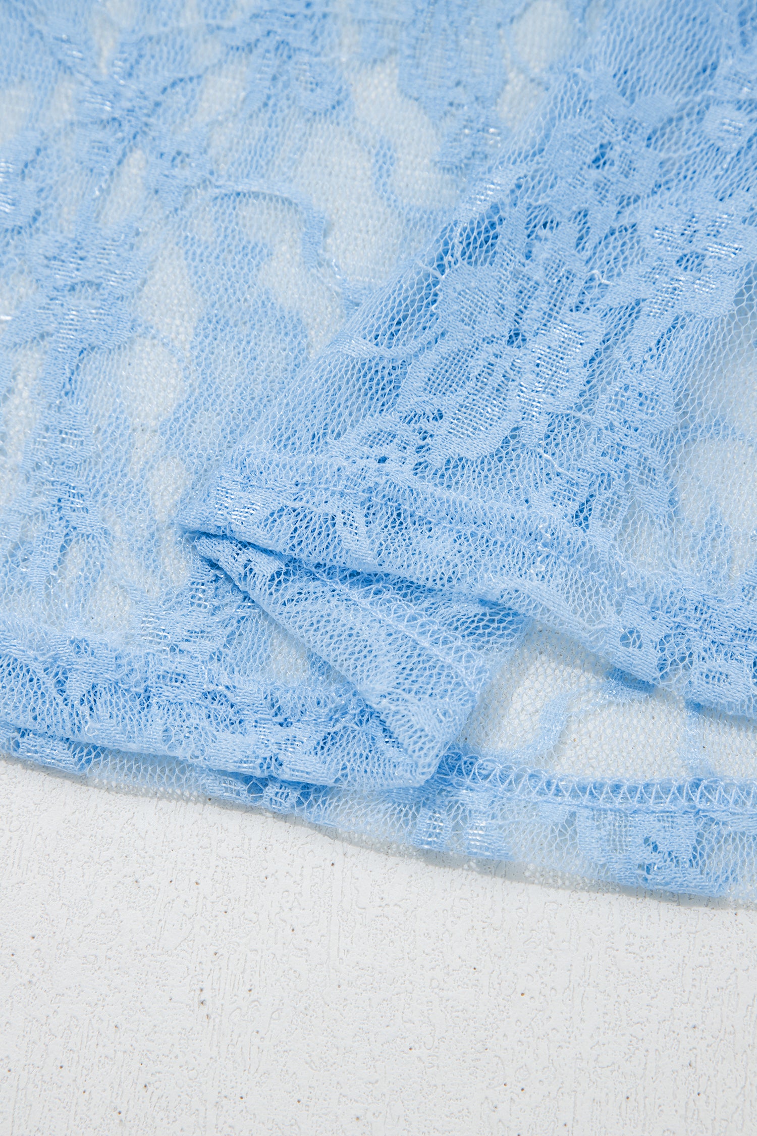Beau Sheer Floral Lace Boxy Tee – Blue