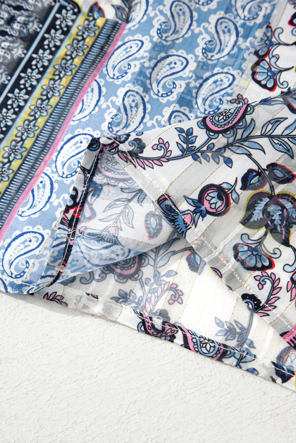 Retro Floral Print Long Loose Open Front Kimono – Blue