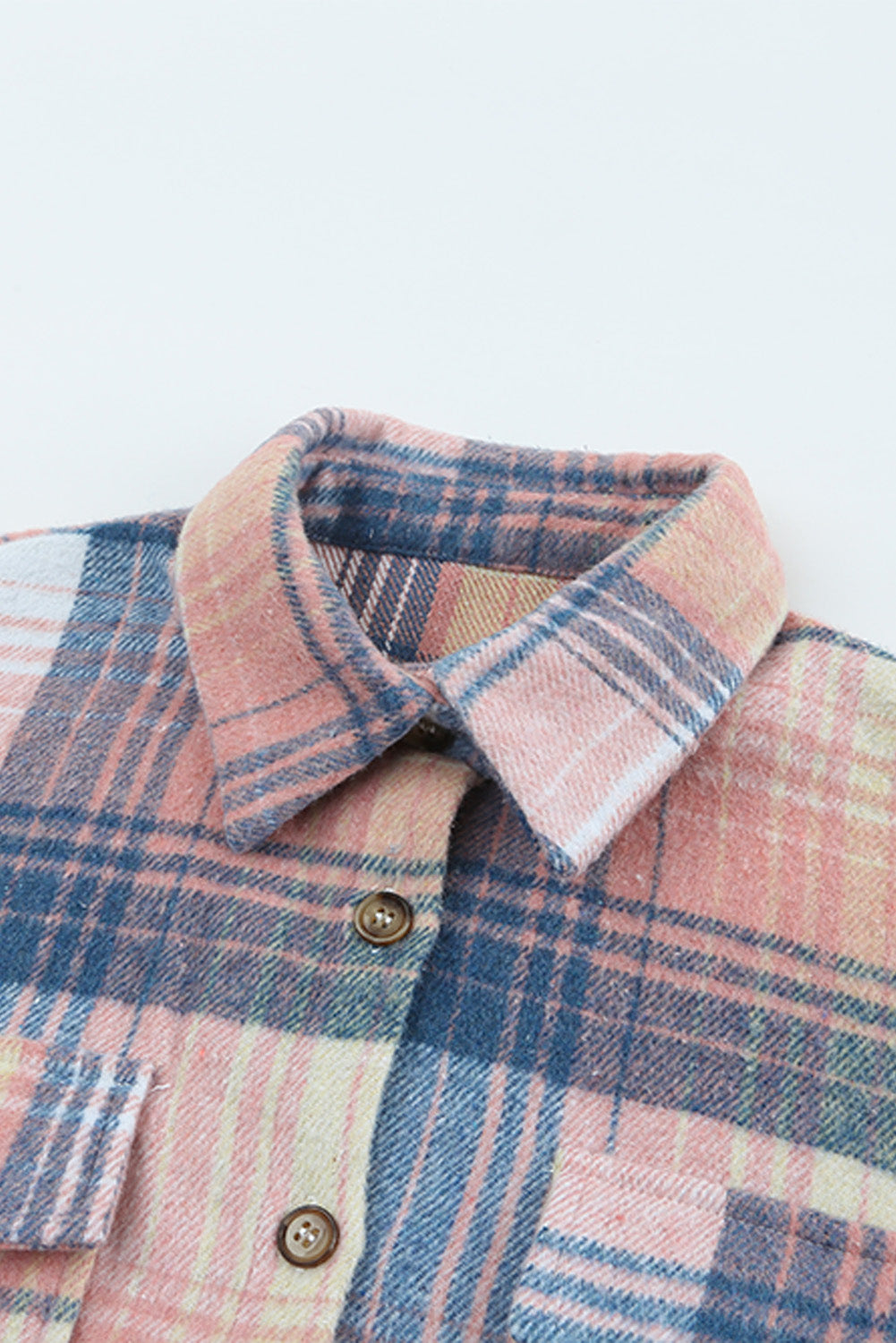 Pink Black/Pink Plaid Flap Pockets Shacket eAura