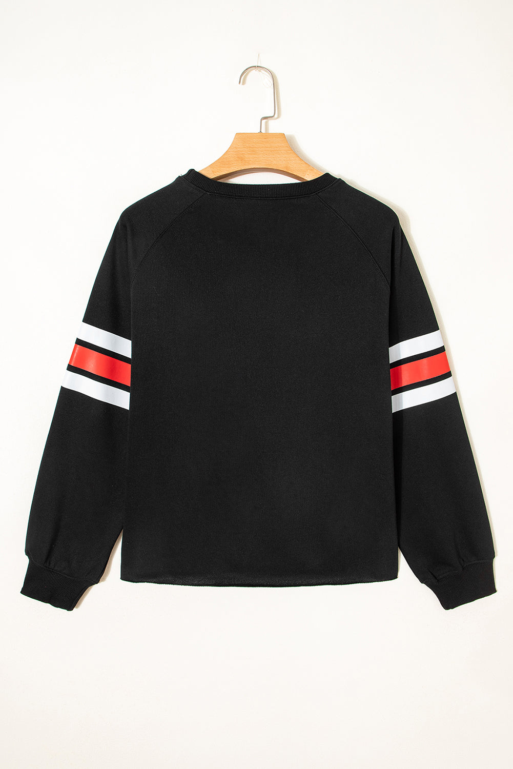Black Varsity Spirit Striped 89 Graphic Casual Sweatshirt - eAura