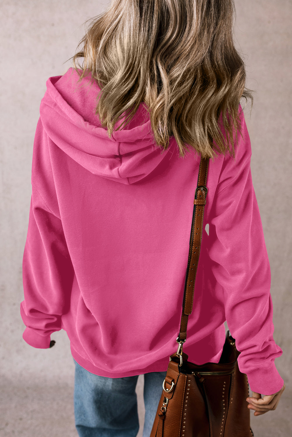 Bonbon Fleece Lined Kangaroo Pocket Drawstring Chunky Hoodie eAura