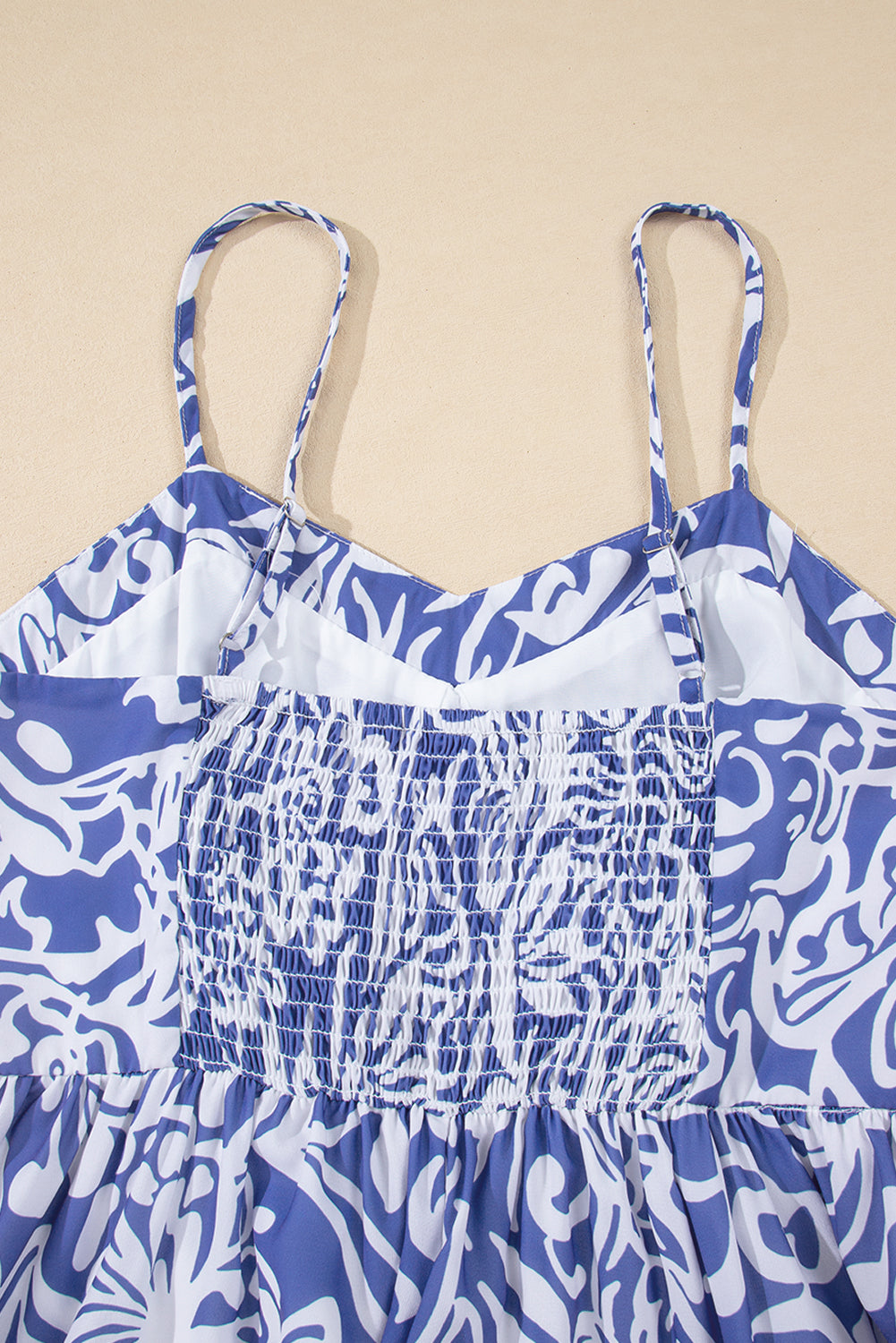 Sky Blue Floral Print Spaghetti Strap High Waist Maxi Dress eAura