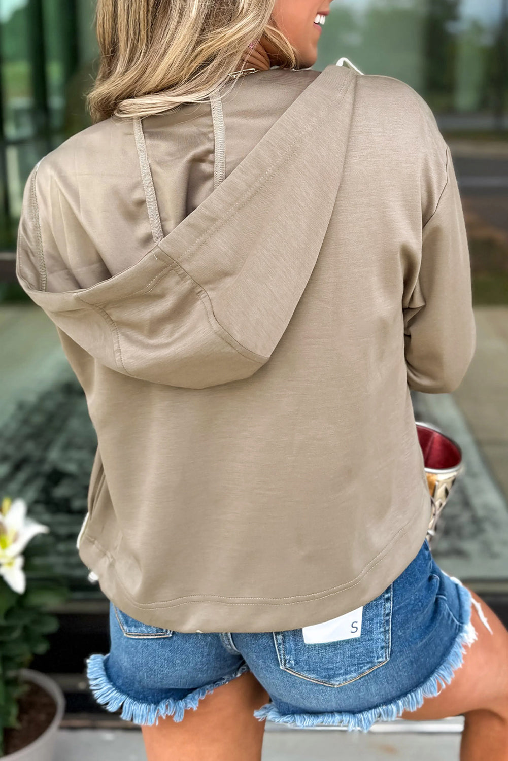 Goat Contrast Bow Embroidered Zip Up Jacket Hoodie Dear-Lover Dropshipping