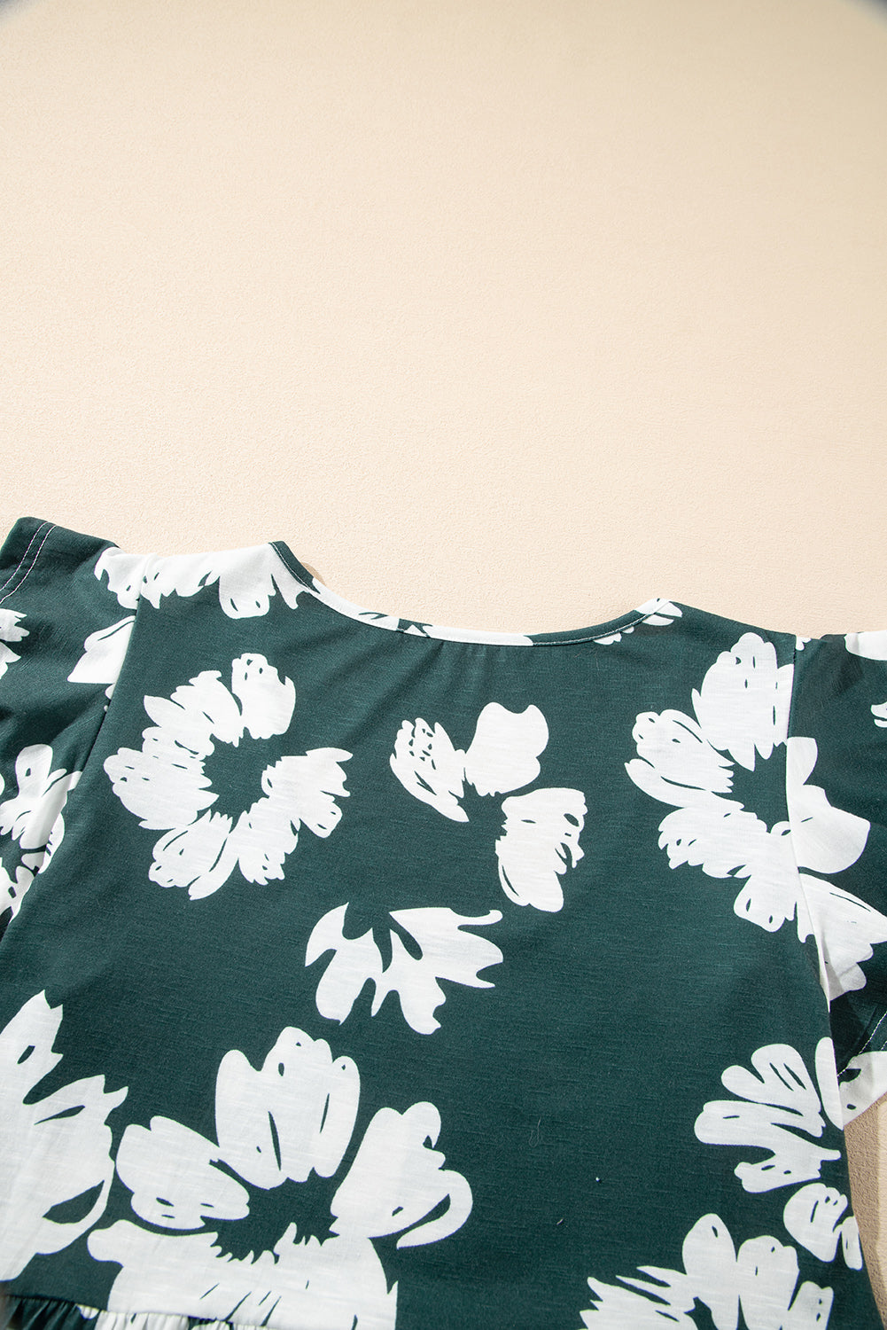 Floral Print Ruffle Sleeve Empire Waist Mini Dress eAura