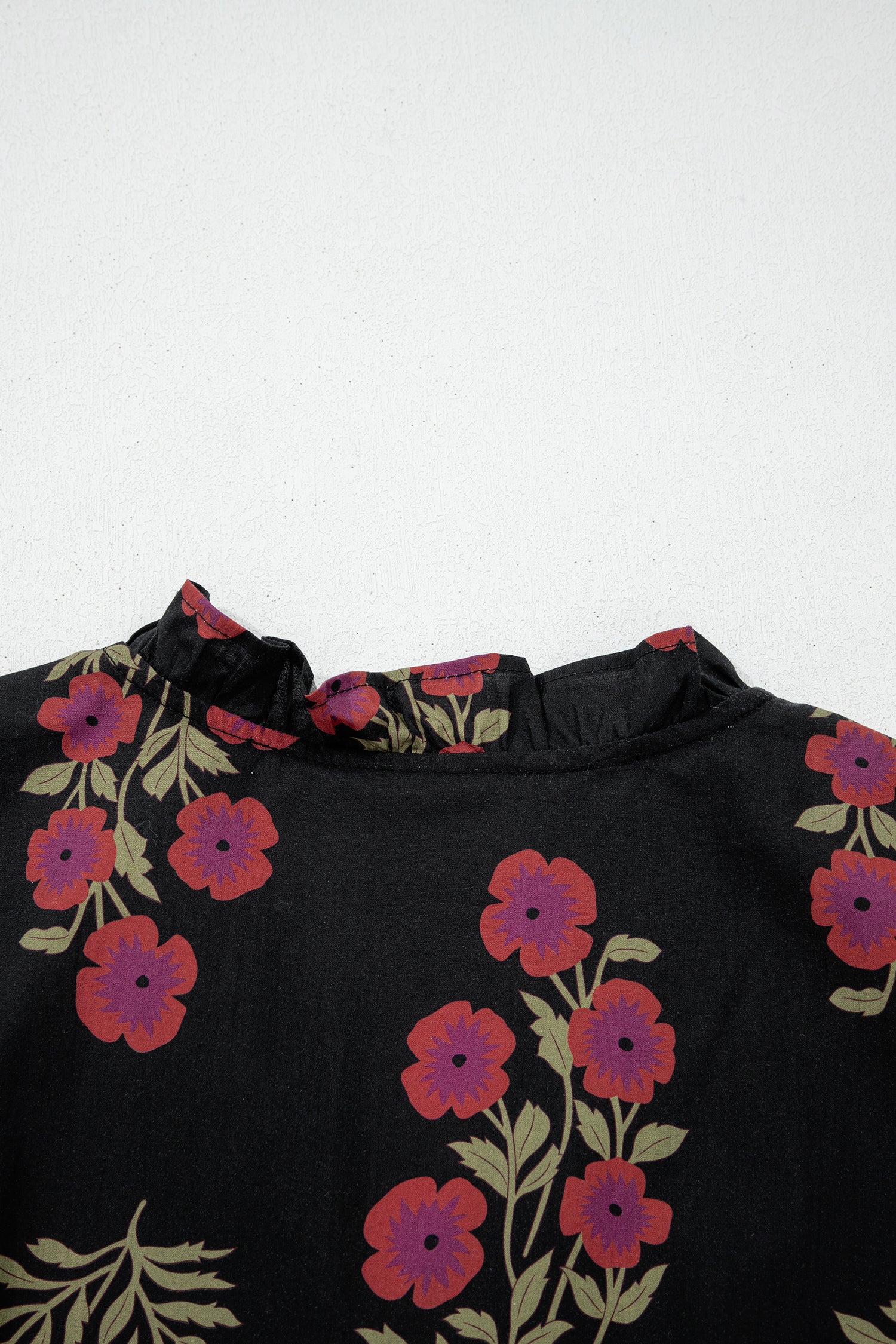 Floral Short Bubble Sleeve Tiered Maxi Dress