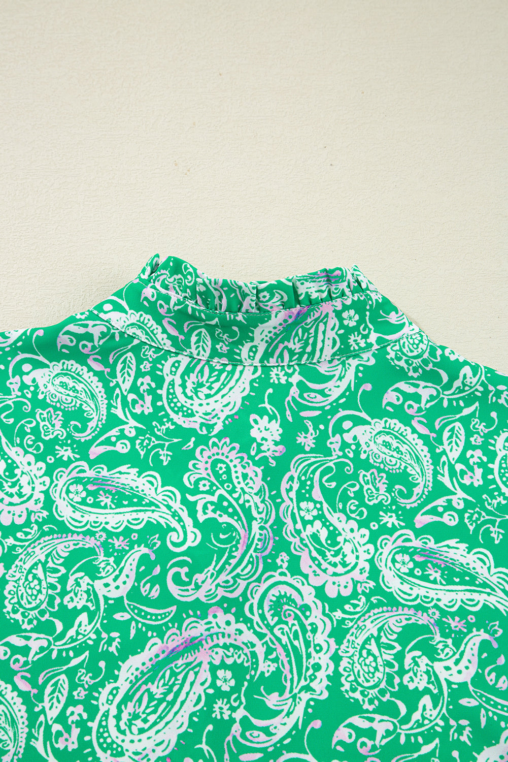 Green Paisley Print Long Sleeve Button Front Tied Waist Mini Dress Dear-Lover Dropshipping