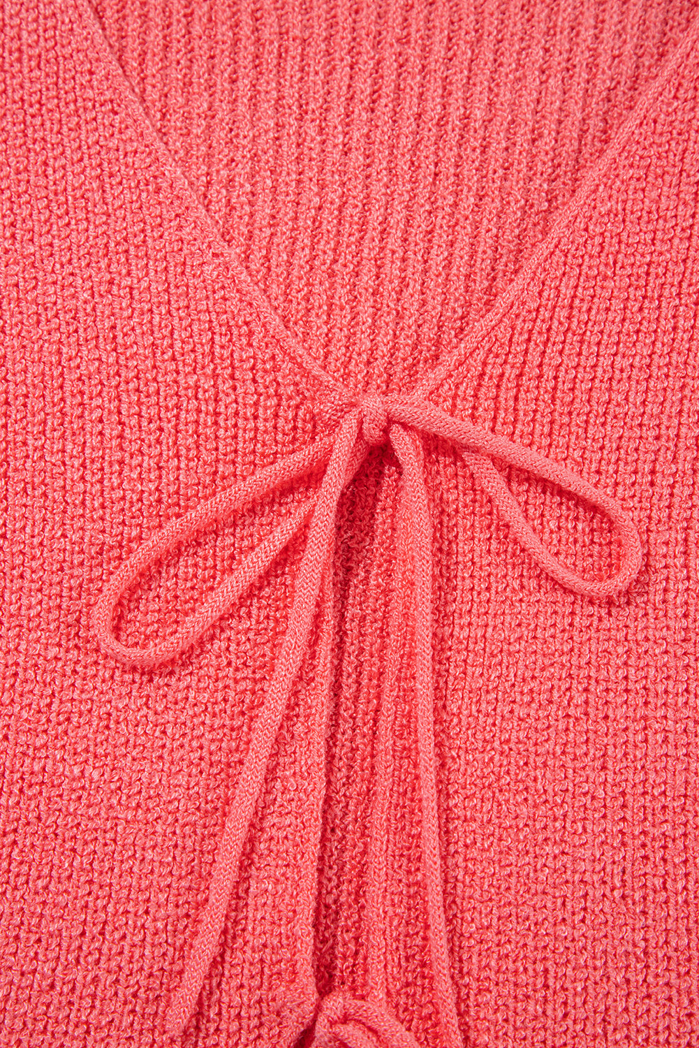 Tomato Red Lace-up Front V Neck Sweater Vest eAura