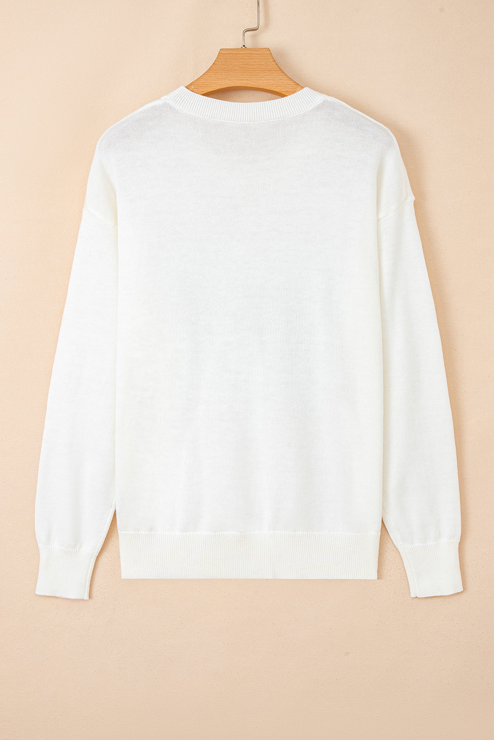 White Sequined GAME DAY Graphic Round Neck Sweater eAura
