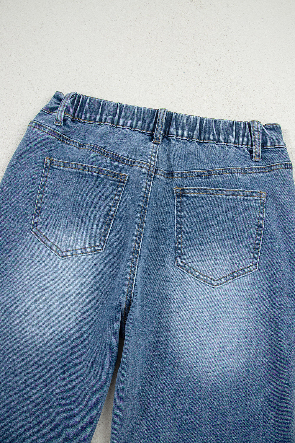 Stone Blue Star Patchwork Cropped Wide Leg High Waist Jeans eAura