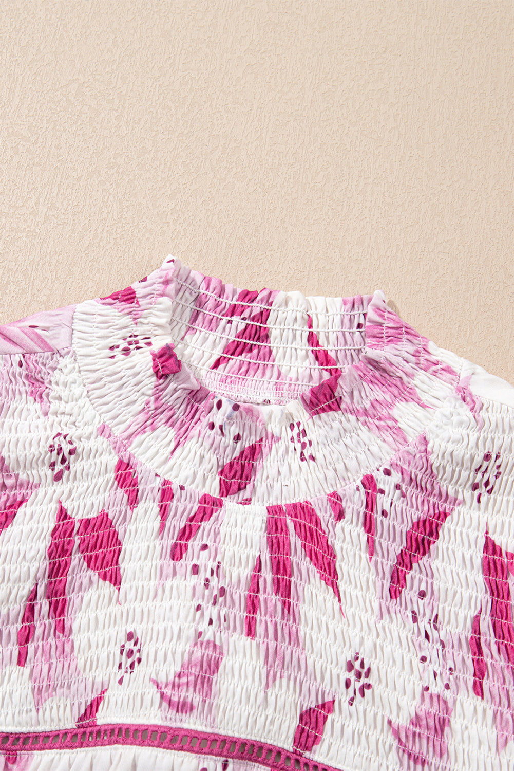 Rose Floral Frilled Collar Short Sleeve Blouse Top eAura