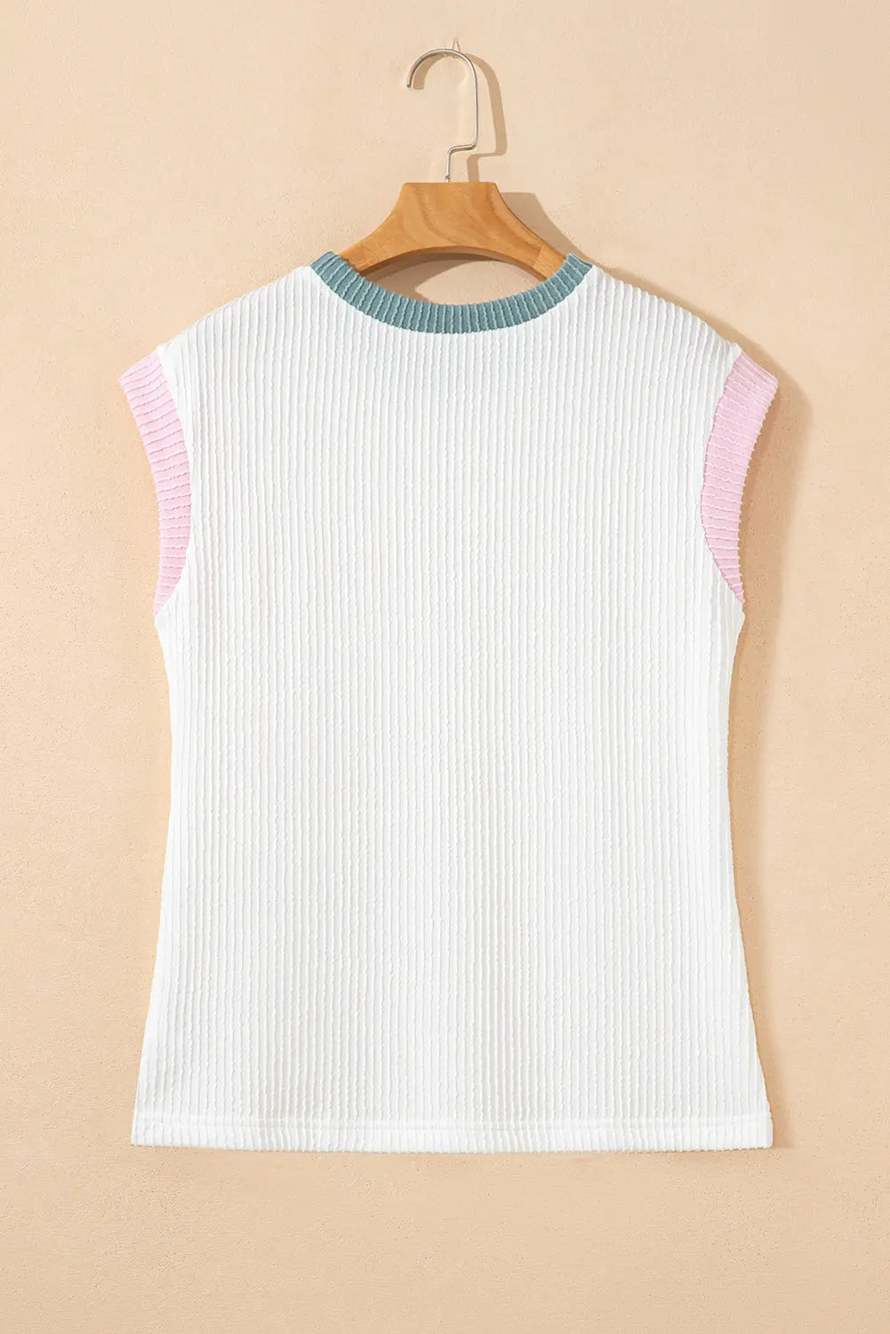 White Textured Crew Neck Tee - Tops/Tops & Tees