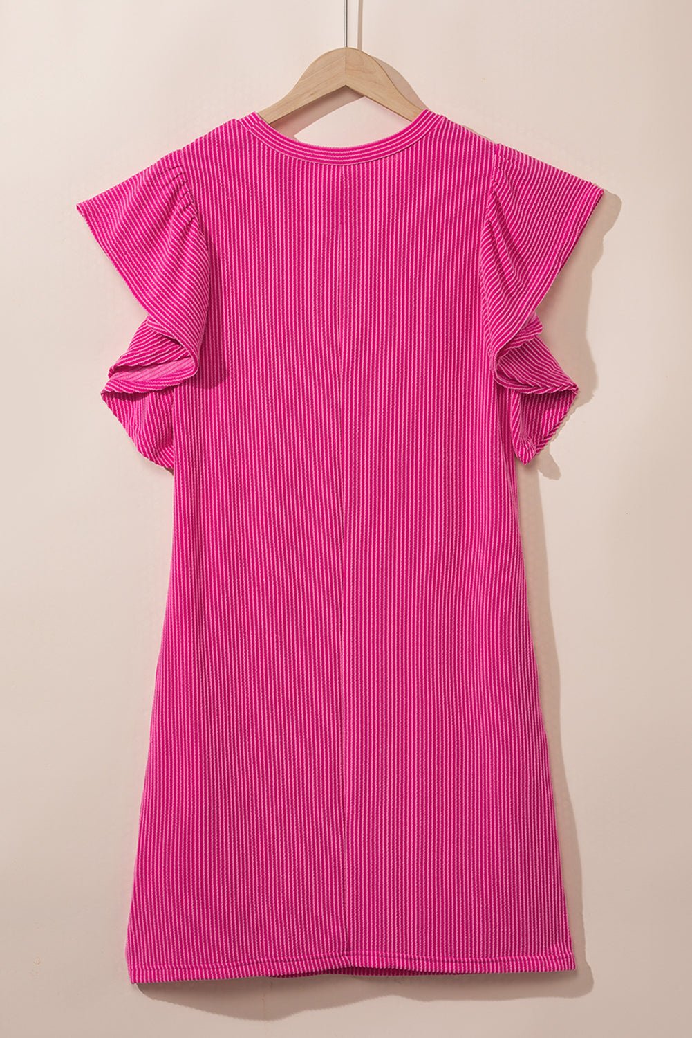 Crinkle Rib Flutter Sleeve Mini Dress