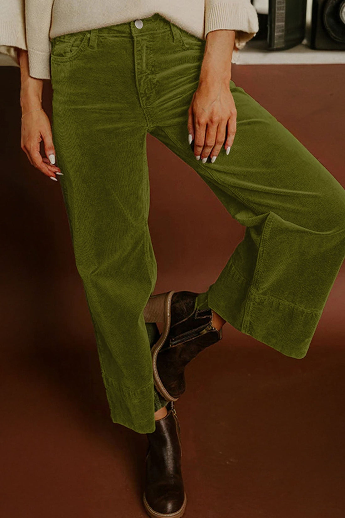 Soft Corduroy High Waist Wide Leg Trousers - eAura