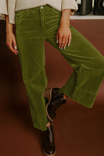 Soft Corduroy High Waist Wide Leg Trousers - eAura