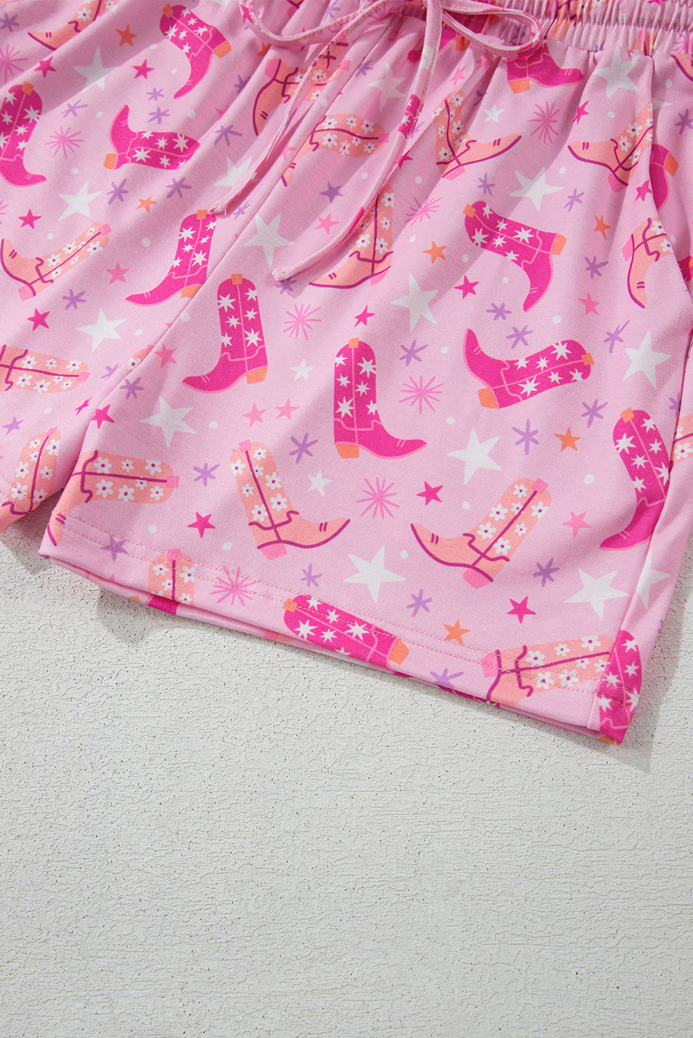 Pink Western Boots Printed Short 2pcs Lounge Set eAura