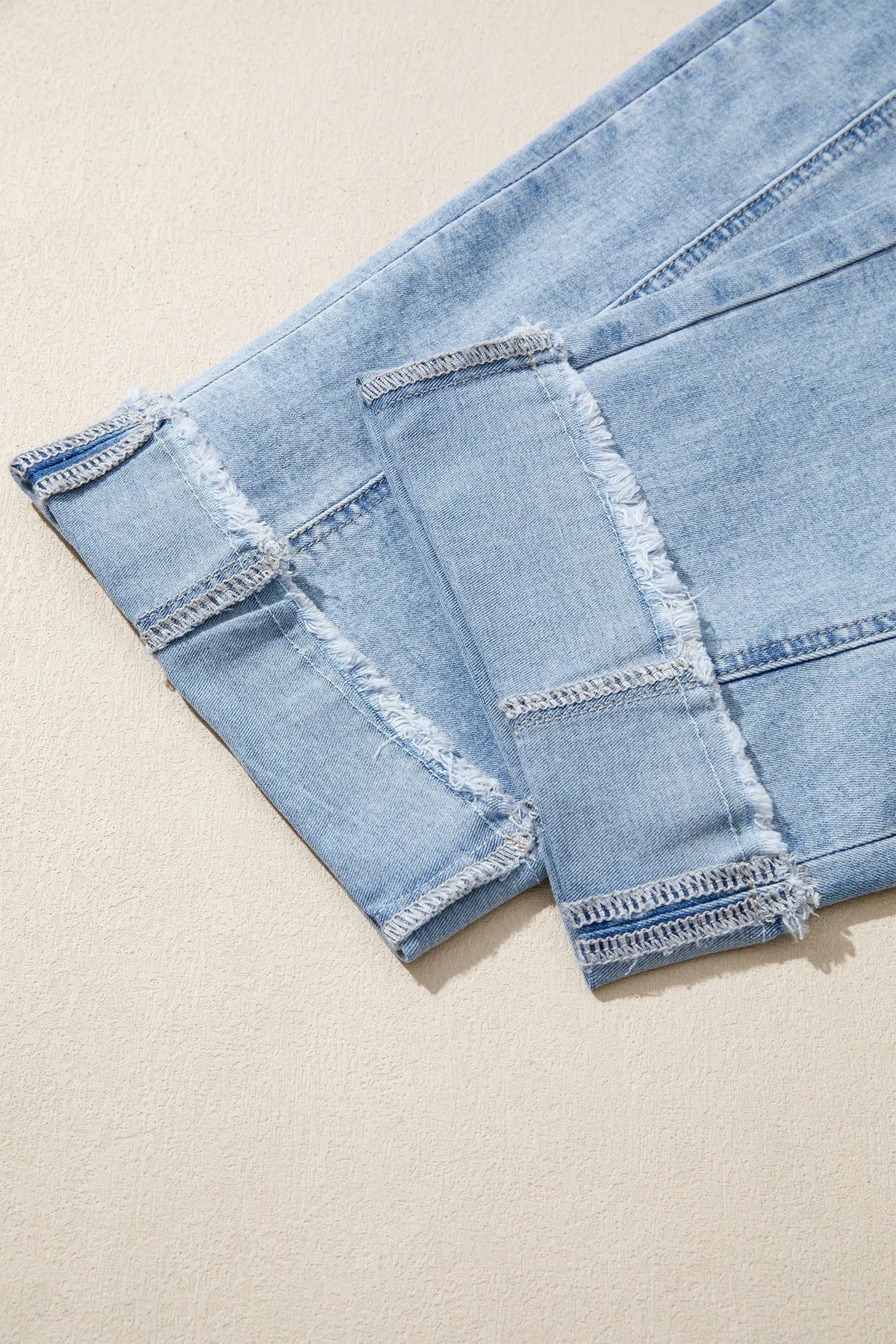 Raw Hem Turnup Loose Ankle-length Jeans – Sail Blue